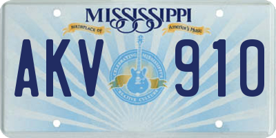 MS license plate AKV910