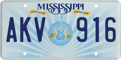 MS license plate AKV916
