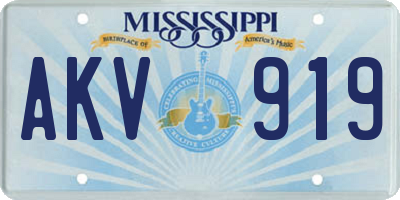 MS license plate AKV919