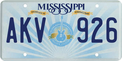 MS license plate AKV926