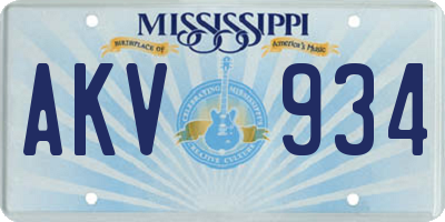 MS license plate AKV934