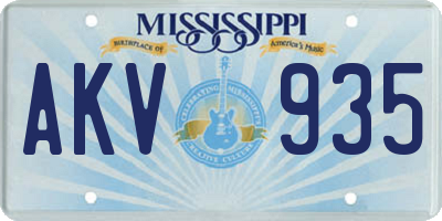 MS license plate AKV935