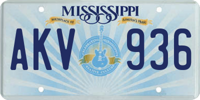 MS license plate AKV936
