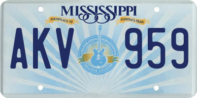 MS license plate AKV959