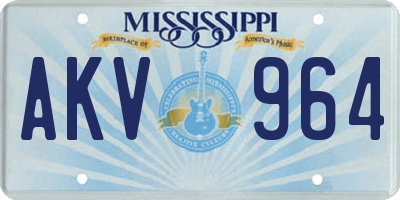 MS license plate AKV964