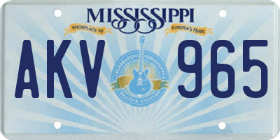 MS license plate AKV965