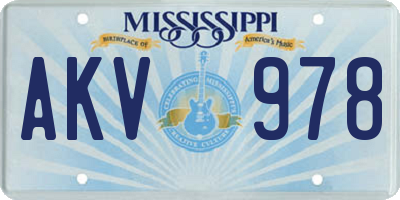 MS license plate AKV978