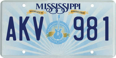 MS license plate AKV981