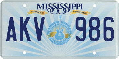 MS license plate AKV986
