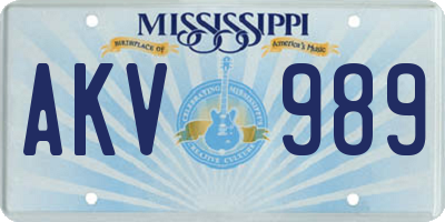 MS license plate AKV989