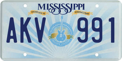 MS license plate AKV991