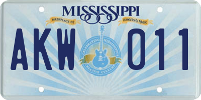 MS license plate AKW011