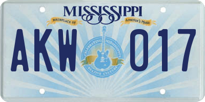 MS license plate AKW017