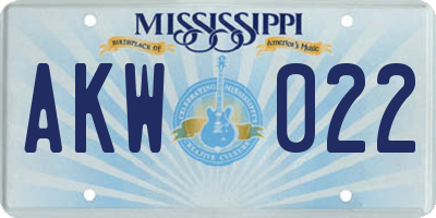 MS license plate AKW022