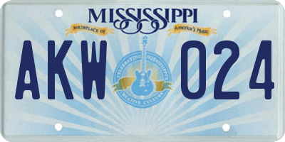 MS license plate AKW024