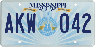 MS license plate AKW042