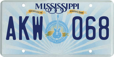 MS license plate AKW068