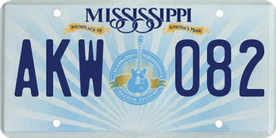 MS license plate AKW082