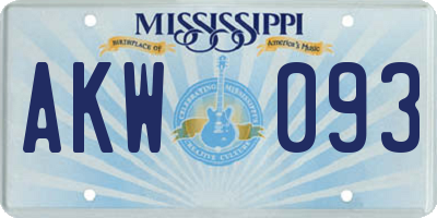MS license plate AKW093