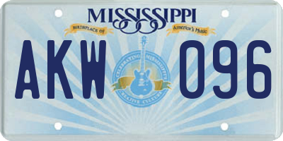 MS license plate AKW096