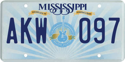 MS license plate AKW097
