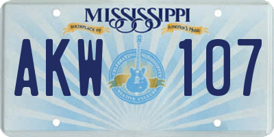 MS license plate AKW107