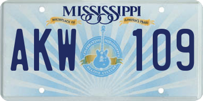 MS license plate AKW109