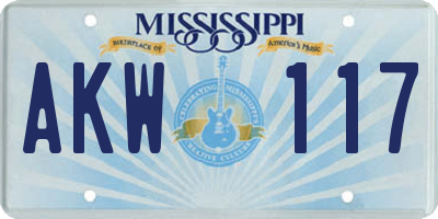 MS license plate AKW117
