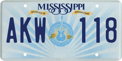 MS license plate AKW118