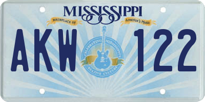 MS license plate AKW122