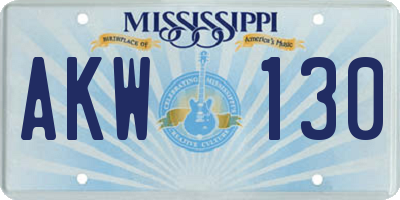 MS license plate AKW130