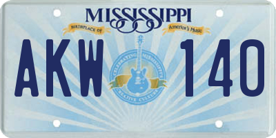 MS license plate AKW140