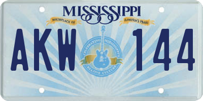 MS license plate AKW144