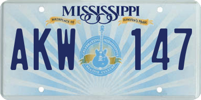 MS license plate AKW147