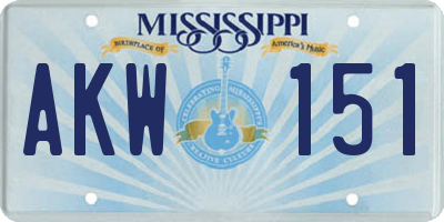 MS license plate AKW151