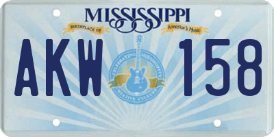 MS license plate AKW158