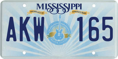 MS license plate AKW165