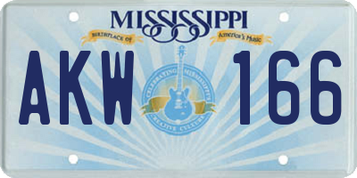 MS license plate AKW166