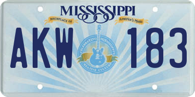 MS license plate AKW183
