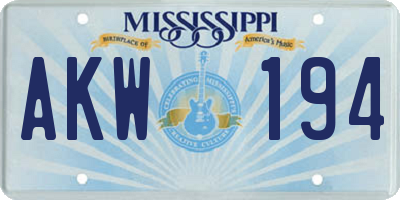 MS license plate AKW194