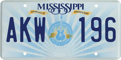 MS license plate AKW196