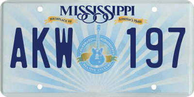 MS license plate AKW197