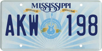 MS license plate AKW198