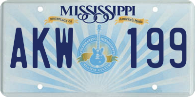 MS license plate AKW199