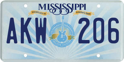 MS license plate AKW206