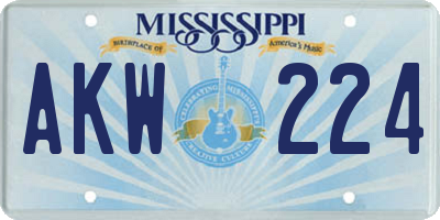 MS license plate AKW224
