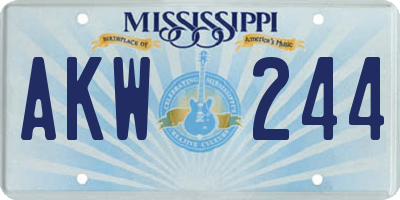 MS license plate AKW244