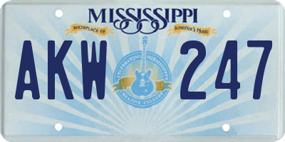 MS license plate AKW247