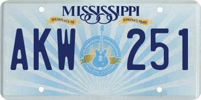MS license plate AKW251