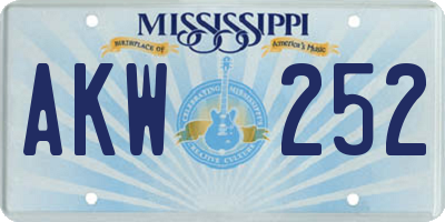 MS license plate AKW252